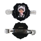Atelier - Black Flower Acrylic Pearl Hairclip with Animal MCC Panda Monchhichi
