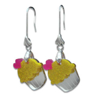 Sweet & Co. - Sweet Glitter Yellow Mirror Cupcake Silver Earrings