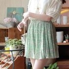CLICK - Floral Pleated Chiffon Skirt