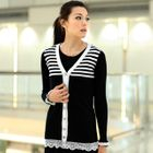 59th Street - Striped Lace Hem Cardigan