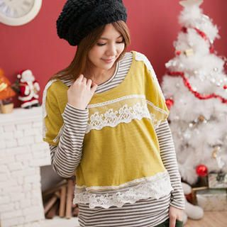 Short-Sleeve Lace-Trim Cropped Top