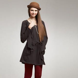 Inset Vest Drawstring-Waist Tunic