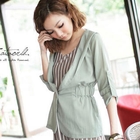 CatWorld - Single-Button Hooded Chiffon Cardigan