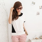 RingBear - Contrast-Trim Short-Sleeve Top