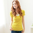 F-DNA - Inset Double Neck Puff-Sleeve Tee