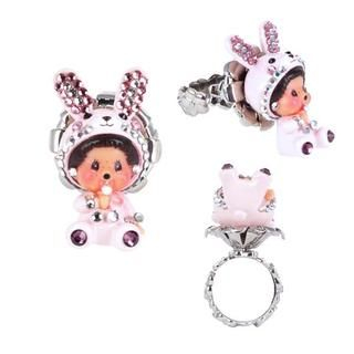 Platinum Plated Ring with Animal MCC Bunny Monchhichi 