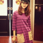 Ando Store - 3/4-Sleeve Stripe T-Shirt Dress