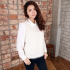 sabotte - Furry Knit-Front Long-Sleeve Top