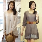 ROBEIN - Long-Sleeve Layered Hem Dress