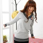 59 Seconds - Striped Rib-Neck Top (Pin not Included)