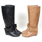 midnightCOCO - Bow Accent Wedge Tall Boots