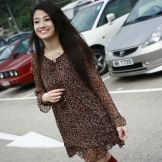 Floral Pattern Chiffon Dress
