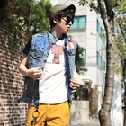 SLIM&FIT - Studded Denim Vest