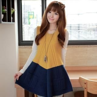 Color-Block Sleeveless Knit Minidress Color-Block Sleeveless Knit Minidress