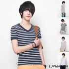 LUVMAISON - Stripe V-Neck T-Shirt
