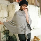 CatWorld - Cowl-Neck Tie-Waist Knit Cape