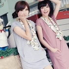 BAIMM - Scarf Accent T-Shirt Dress