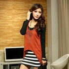 JK2 - Inset Sleeveless Knit Top Striped Tunic