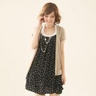 CatWorld - Inset Patterned Dress Open-Front Cardigan