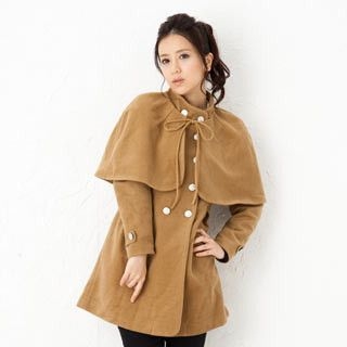 Double-Breasted Coat with Detachable Capelet