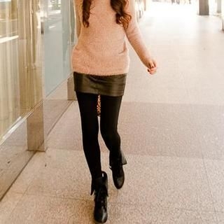 PUFII - Inset Faux-Leather Skirt Leggings PUFII - Inset Faux-Leather Skirt Leggings