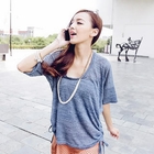 OrangeBear - Drawstring-Side Knit Top