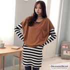 OrangeBear - Set: Striped Hooded Top + Cropped Top