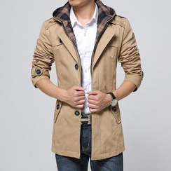 Bay Go Mall - Hooded Single-Breasted Coat Bay Go Mall - Hooded Single-Breasted Coat