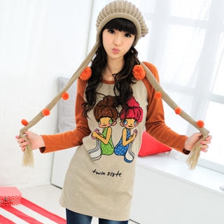 Girl Print Raglan Knit Dress Girl Print Raglan Knit Dress