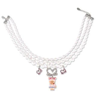 Crystal Pearl Triple Necklace with Strawberry MCC Girl Monchhichi Crystal Pearl Triple Necklace with Strawberry MCC Girl Monchhichi