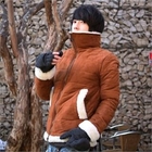 ABOKI - Fleece-Trim Faux Suede Padded Jacket