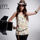PUFFY - Faux-Leather Strap Print Tank Top
