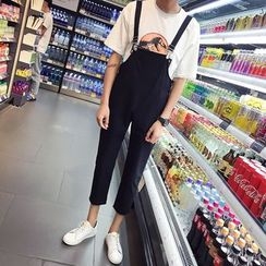 JUN.LEE - Plain Capri Dungaree JUN.LEE - Plain Capri Dungaree