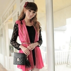 JK2 - Chiffon-Hem Faux-Leather Vest