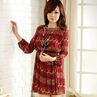 JK2 - Nordic Patterned Long-Sleeve Chiffon Dress