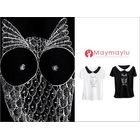 Maymaylu Dreams - Peter Pan-Collar Owl Print Short-Sleeve Top