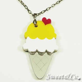 Yellow Mirror Ice-Cream Silver Necklace