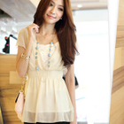 Tokyo Fashion - Set: Chiffon V-Neck Empire Top + Camisole