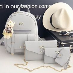 Carreur - Set of 4: Bow Backpack + Crossbody Bag + Clutch + Card Holder Carreur - Set of 4: Bow Backpack + Crossbody Bag + Clutch + Card Holder