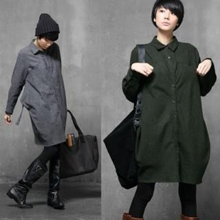 Tabbed Sleeve Shirtdress