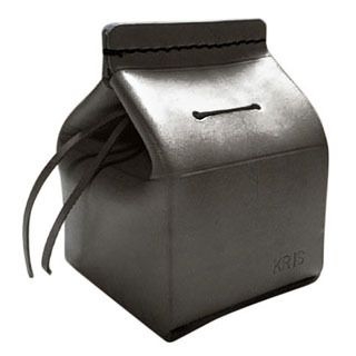 Customizable Genuine Leather 'Milk Carton' Coin Bank