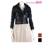 NewYork doll - Faux-Leather Cropped Zip Jacket 