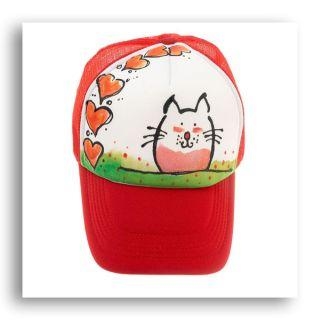 Cartoon Cat Trucker Cap - Pink Cartoon Cat Trucker Cap - Pink