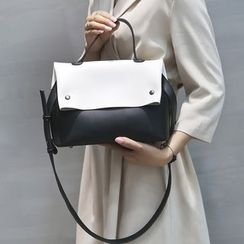 FAYLE - Faux-Leather Two Tone Satchel FAYLE - Faux-Leather Two Tone Satchel