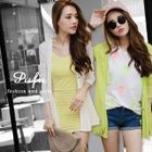 PUFII - Mesh-Hem  Cotton Cardigan