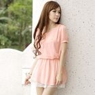 Tokyo Fashion - Gathered-Waist Beaded Chiffon Dress