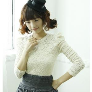 Sharp Shoulder Lace Top Sharp Shoulder Lace Top