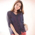 CatWorld - Loose-Fit Dotted Chiffon Blouse