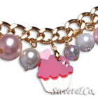 Sweet & Co. - Mini Gold Fuchsia Cupcake Swarovski Crystal Charm Bracelet