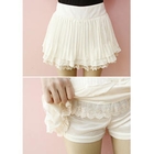 Dodostyle - Lace-Hem Pleated Miniskirt